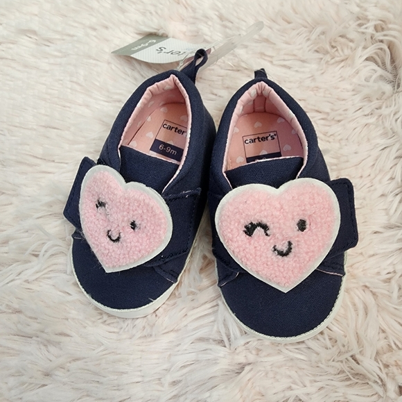Carter's Shoes Nwt Carters Navy Pink Winking Heart Baby Shoes Size